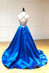 V-Neck Spaghetti Straps Criss-Cross Back Semi Formal Prom Dresses Evening Dresses